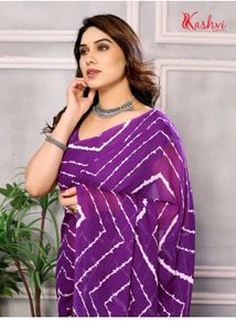 Purple Striped Saree