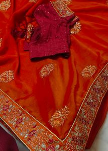 Elegant Embroidered Saree with Blouse