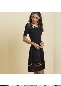 Label Ritu Kumar Black TexturedLace Dress