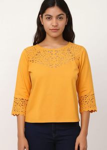Mustard Top with Cutout Details