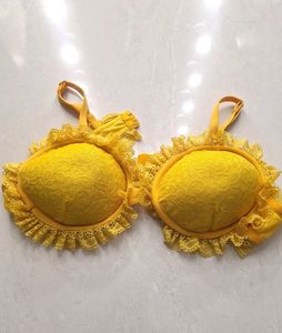Marigold Yellow ruffled trim bra