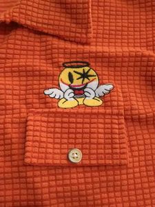 Vintage Orange Button-Down Top