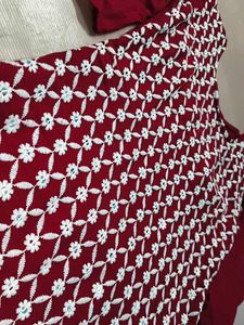 Embroidered Maroon Kurta
