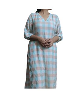 Pakistani V Neck Elasticated Sleeve Kurta