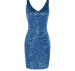 Sparkling Blue Sequin Mini Dress