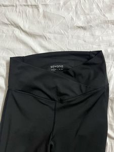 Black Criss Cross Waist Flared Leggings