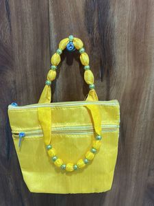 Embroidered Yellow Handbag