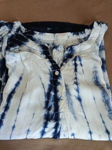 Blue &amp; White Tie-Dye Blouse