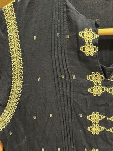 Indigo Handblock Printed Cotton Kurta Dress – Boho