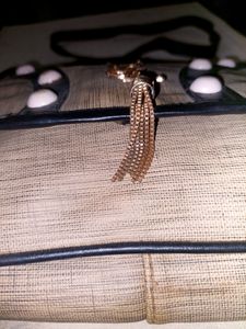 Fashionable Trendy Cream - black color PU lather sling bag