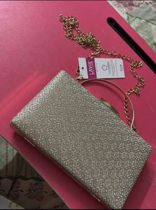 Lavie Gold Clutch with chain