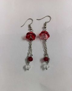 🌷Unique Handmade Red Floral Drop Chain Earrings ✨