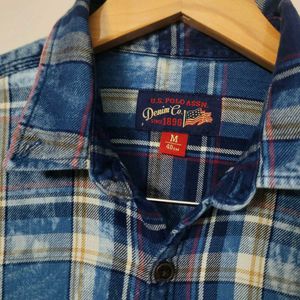 US POLO Assn CHEQUERED INDIGO DENIM SHIRT