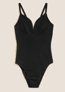 Rib Plunge Tie One-Piece Swimsuit
