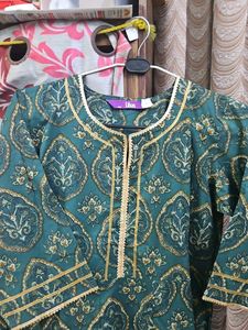 Elegant Green Printed Kurta  Pillzo Set With Dupat