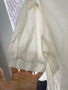 Cream Puff Sleeve Blouse In Silk