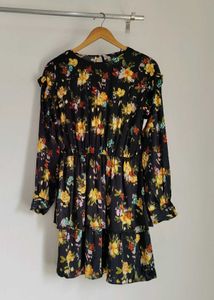 ZARA Ruffled Print Dress