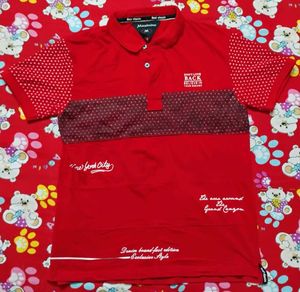 Cotton T-shirt For Boys-Red 🔴 (With Collar)