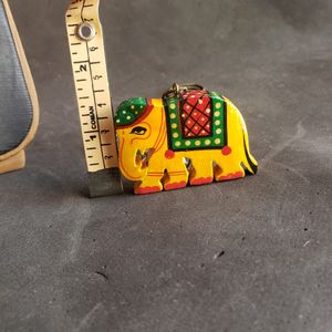 Wooden Elephant Pendent (Yellow)
