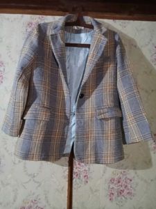 Blue &amp; Beige Plaid Blazer