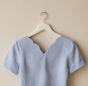 Blue &amp; White Striped Button-Down Cotton Top