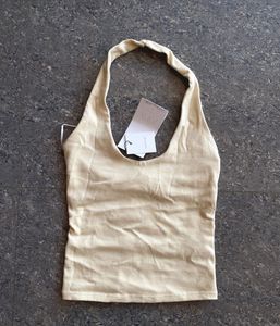 ✨ ZARA Butter Yellow Halter Top