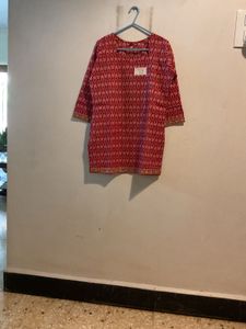 Red Printed Kurti Top