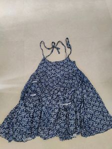 Mid Length ( 4-5 Inches Above Ankle) Cotton Summer Dress With Tie Strings On Top
