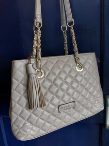 Darcy Mark's London Taupe Quilted Shoulder Bag