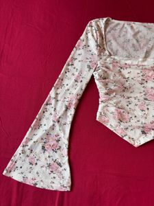 Savana White Floral Mesh Top