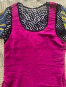 Pink Floral Embroidered Kurta
