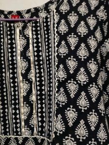 Black &amp; White Printed Kurta