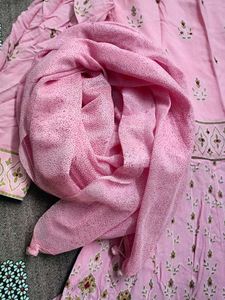 Pink Gown With Dupatta