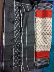 Brand New Black and White Ikat Saree