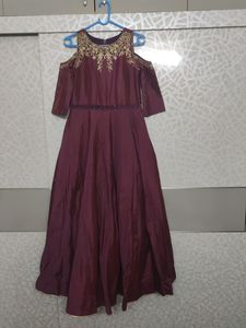 Beautiful Ethic Wear Gown M Size Wine Colour