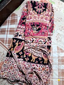 Vintage Print Wide Leg Pants
