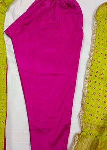 Hot Pink And Lime Green GHARCHOLA BHANDHNI SUIT