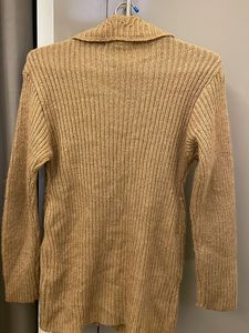 Long Collared Front Open Woollen Sweater