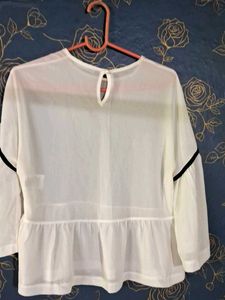 White Peplum Top with Bell Sleeves