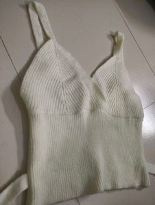 white woollen bralette