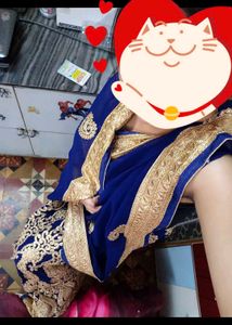 Elegant Blue &amp; Gold Saree