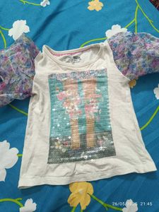 2-3 Age Girl  Modern Tshirt With Puff