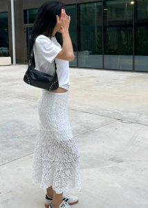 Flared Midi White skirt Korean/Vintage