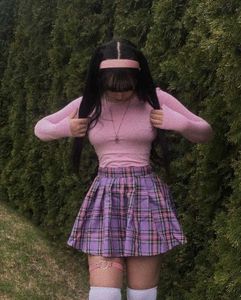 Purple Plaid Korean Skirt