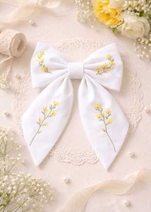 Floral Embroidered Hair Bow (Pack of 1) random pie