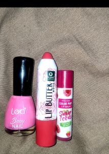 Highly Pigment Lip Balm And ButterNail paint,Pack