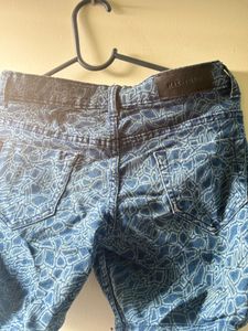 Patterned Denim Shorts