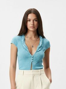 Cute Blue Ruffle Top
