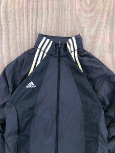 Adidas Black &amp; White Striped Sports Jacket