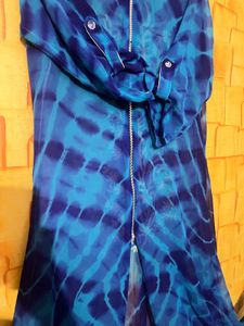 Blue Tie-Dye Embroidered Tunic